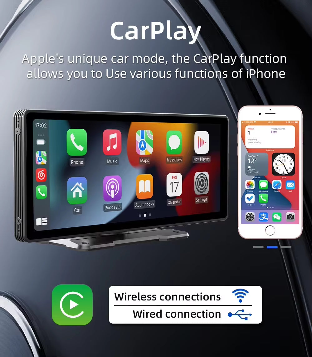 Universal 10.26'' Car Radio Multimedia Video Player Wireless Carplay/Android Auto/Mirrorlink BT AUX TF FM Car Player