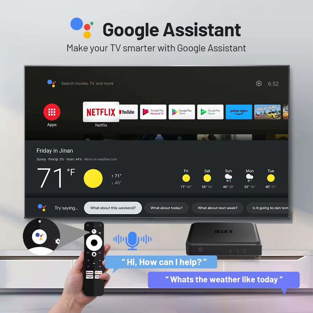 Experience Stunning 4K Streaming with the G1 Android TV Box - Google Certified, Dolby Vision, and Voice Assistant Built-In!