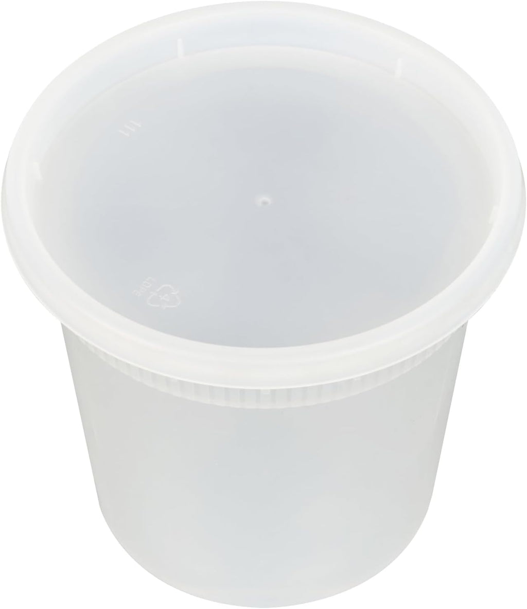 -Asporto 24 Ounce to Go Boxes, 100 Microwavable round Soup Containers - Clear Plastic Lids Included, Do Not Contain BPA, Clear Plastic Soup Containers, Disposable