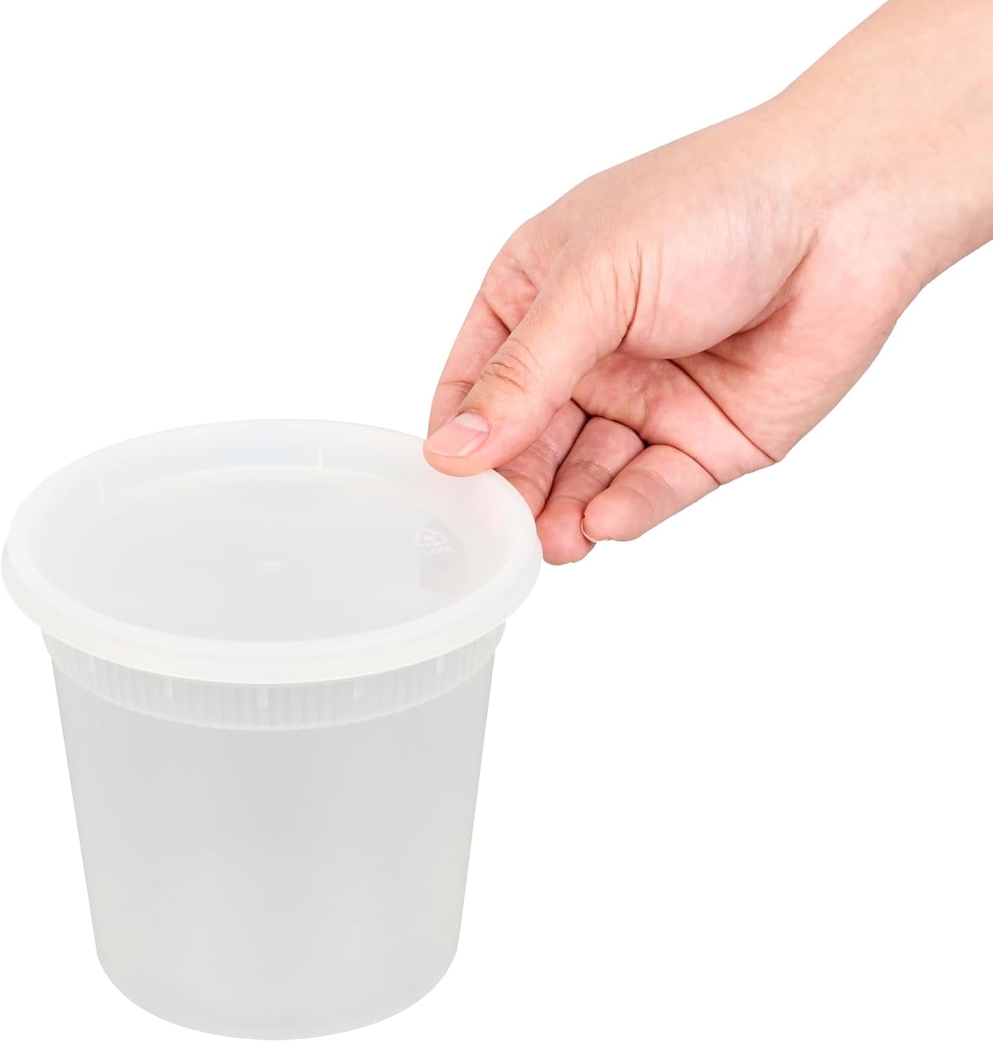 -Asporto 24 Ounce to Go Boxes, 100 Microwavable round Soup Containers - Clear Plastic Lids Included, Do Not Contain BPA, Clear Plastic Soup Containers, Disposable