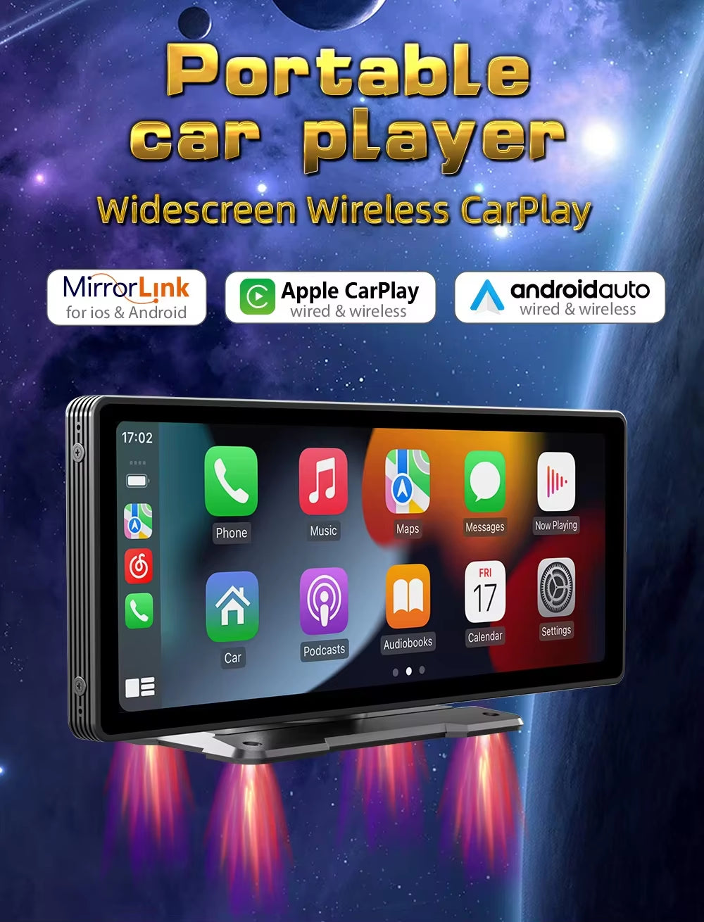 Universal 10.26'' Car Radio Multimedia Video Player Wireless Carplay/Android Auto/Mirrorlink BT AUX TF FM Car Player