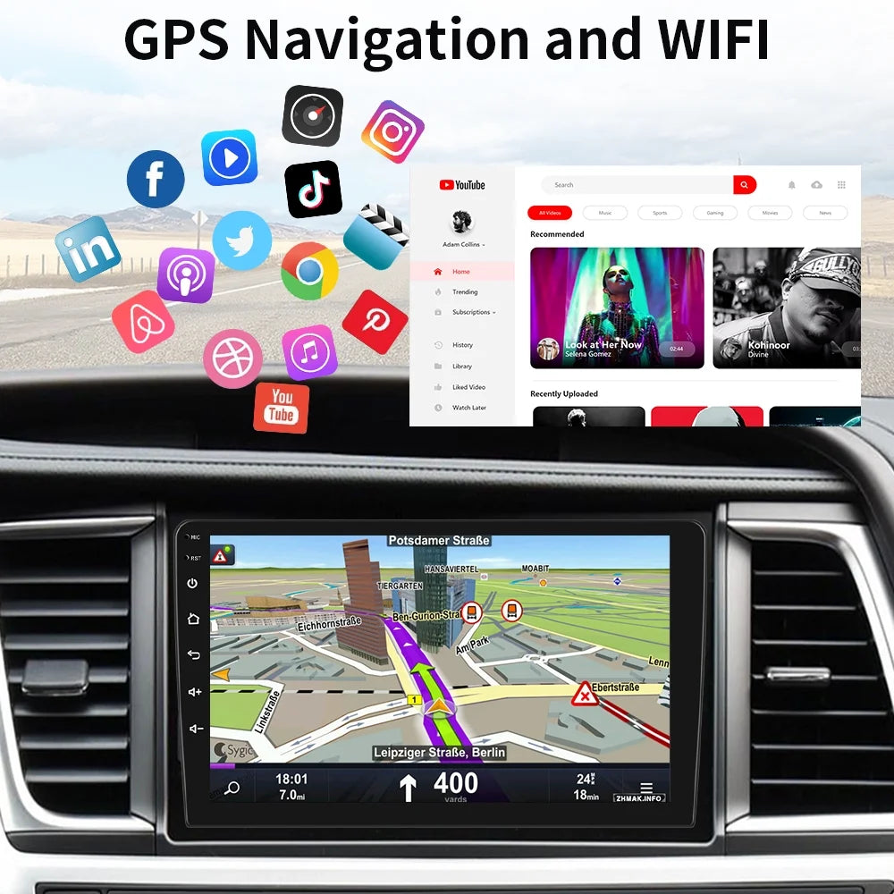 Android 12 Double 2 Din Car Stereo Radio 10.1'' HD Touch Screen 1080P 10 Inch Car Multimedia Player Head Unit Bluetooth WIFI GPS USB FM Receiver Mirror Link, with Rearview Camera
