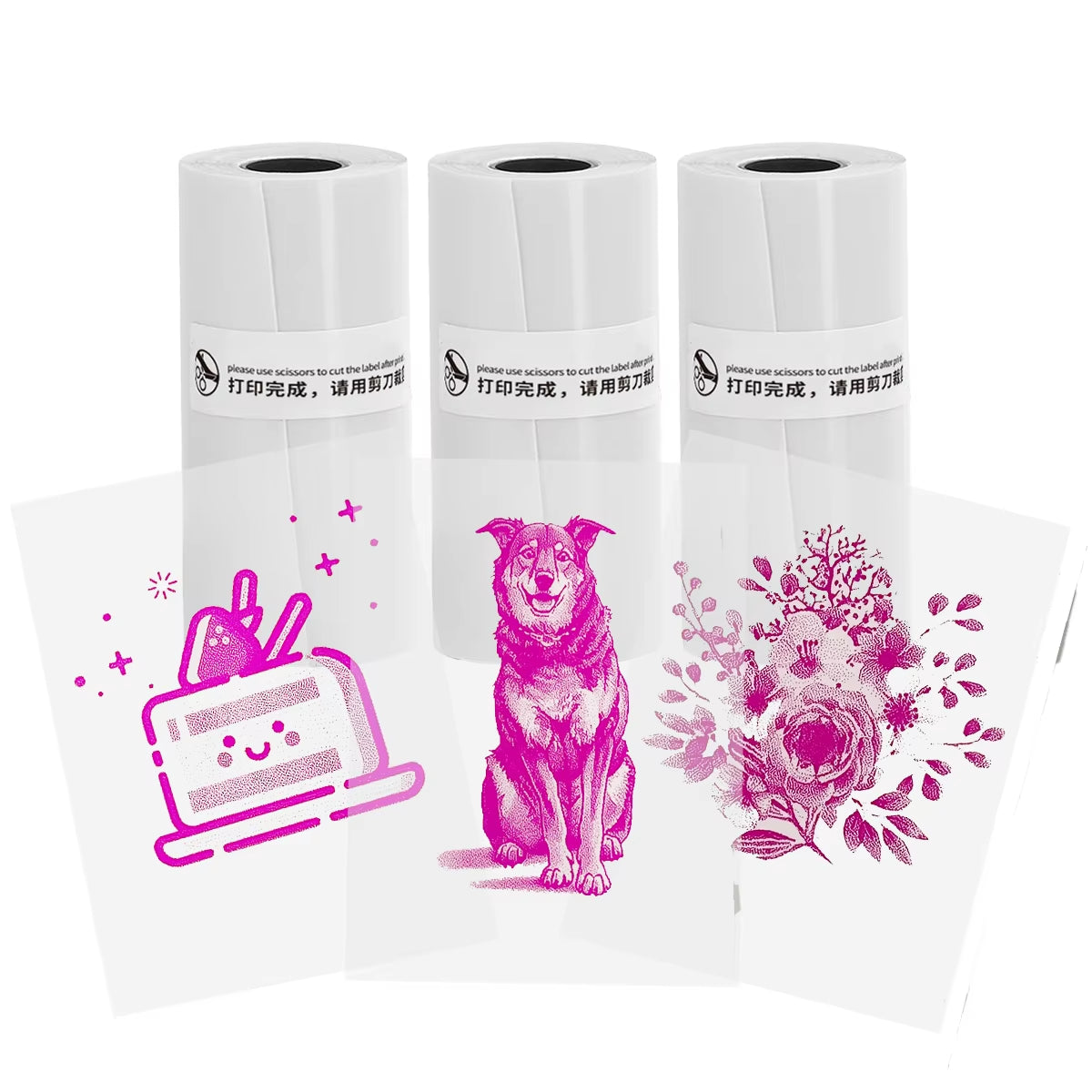 Thermal Printer Mini Portable Printer with 7 Roll Paper for Journal/Diy Scrapbook/Notes/Lists/Label/Memo Printer for Ios&Android