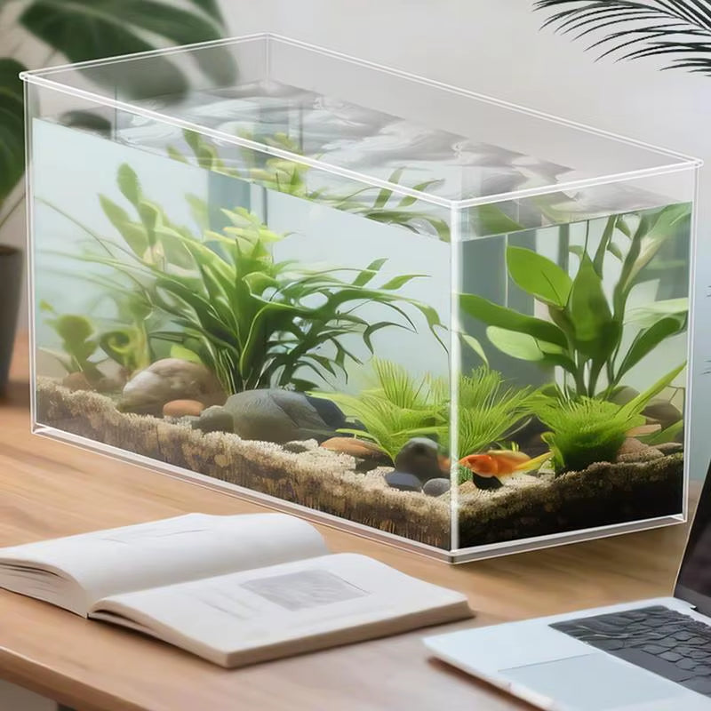 Small Aquarium Betta Tank Frameless Extra Clear Bowl for Crab Spider Terrariums Mini Habitat Temporary Space Men Women Nature