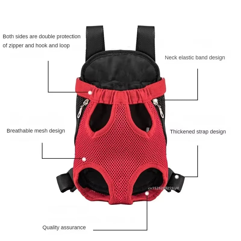Double Shoulder Breathable Portable Travel Pet Dog Carrier Backpack Mesh Carrier Front Bag for Small Dog Cats Outdoor