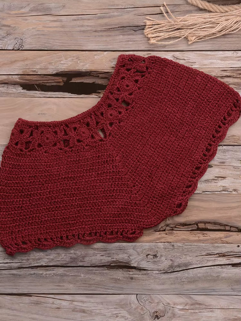 Bikini 2022 Knitting Swimsuit Crochet Bikini Bohemia Style off Shoulder High Neck Bathing Beach Bikinis Handmade Crochet Bikini