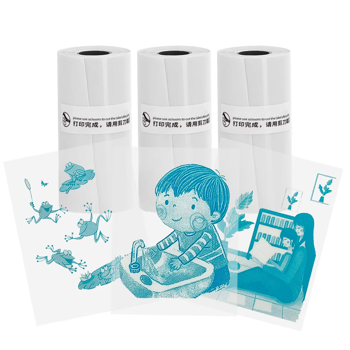 Thermal Printer Mini Portable Printer with 7 Roll Paper for Journal/Diy Scrapbook/Notes/Lists/Label/Memo Printer for Ios&Android