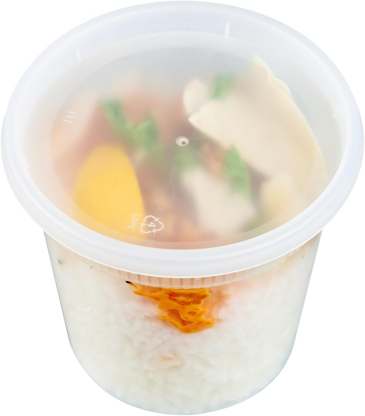 -Asporto 24 Ounce to Go Boxes, 100 Microwavable round Soup Containers - Clear Plastic Lids Included, Do Not Contain BPA, Clear Plastic Soup Containers, Disposable